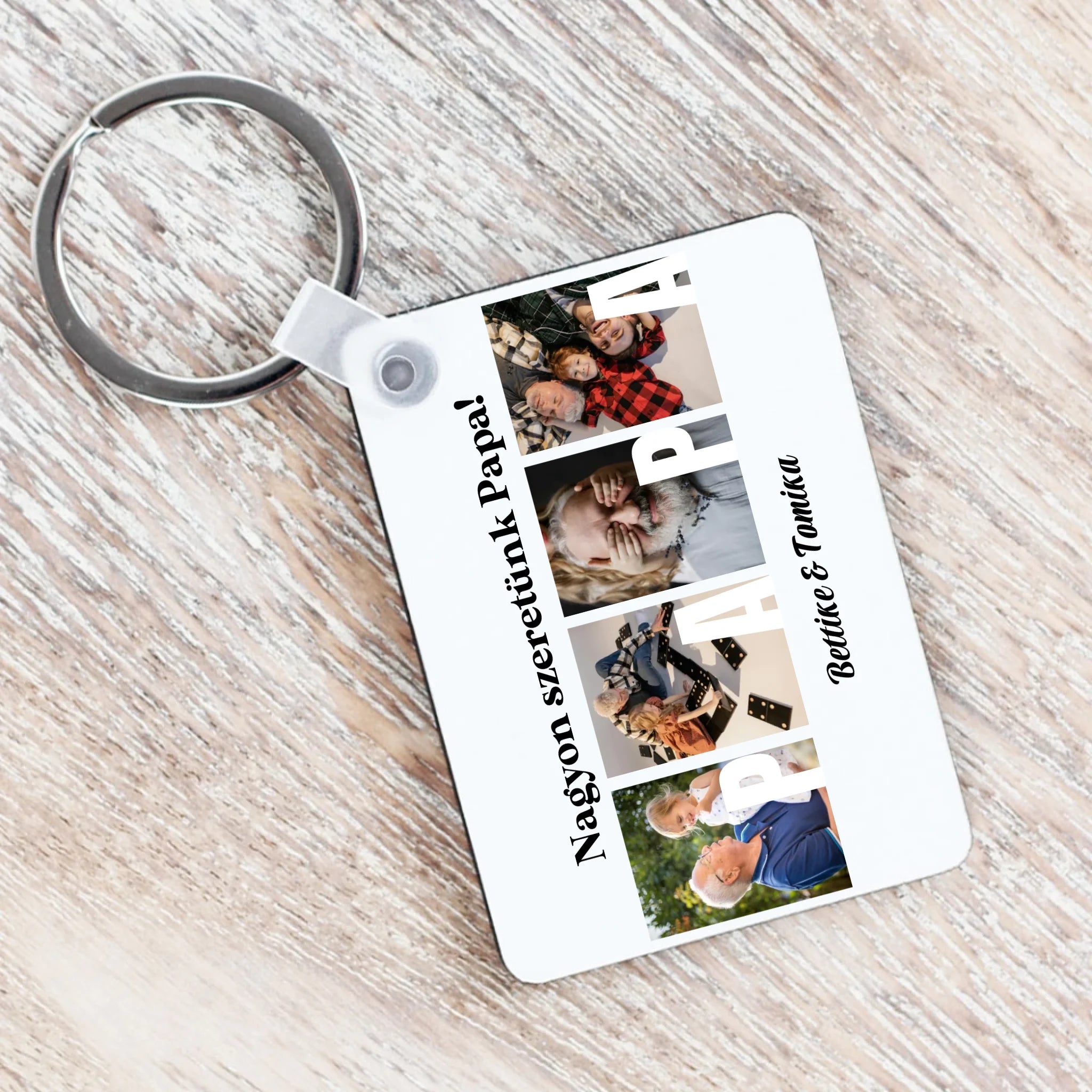  Ajándék Papának - Egyedi képes Papa szeretünk kulcstartó