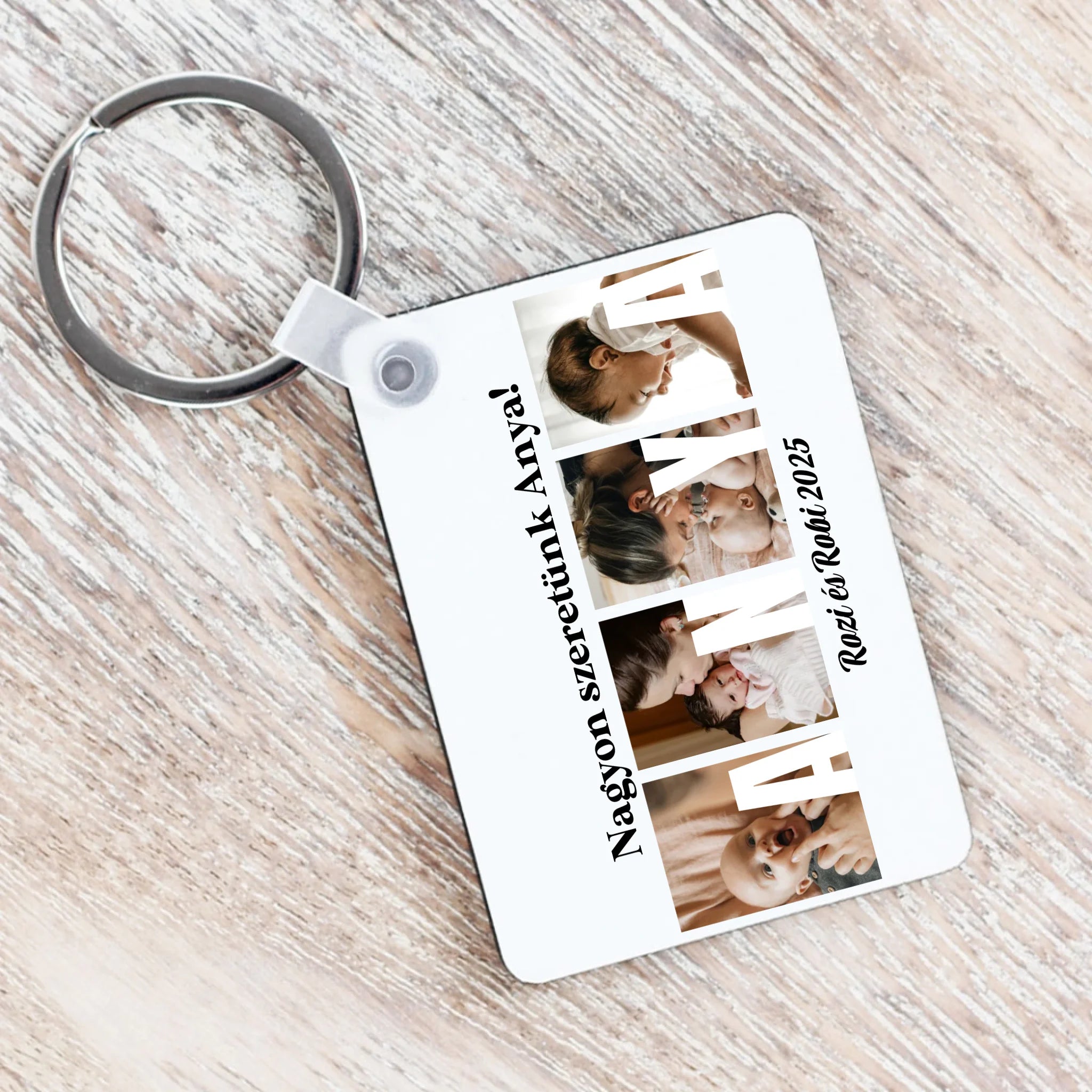 Ajándék Anyának - Egyedi képes Anya szeretünk kulcstartó