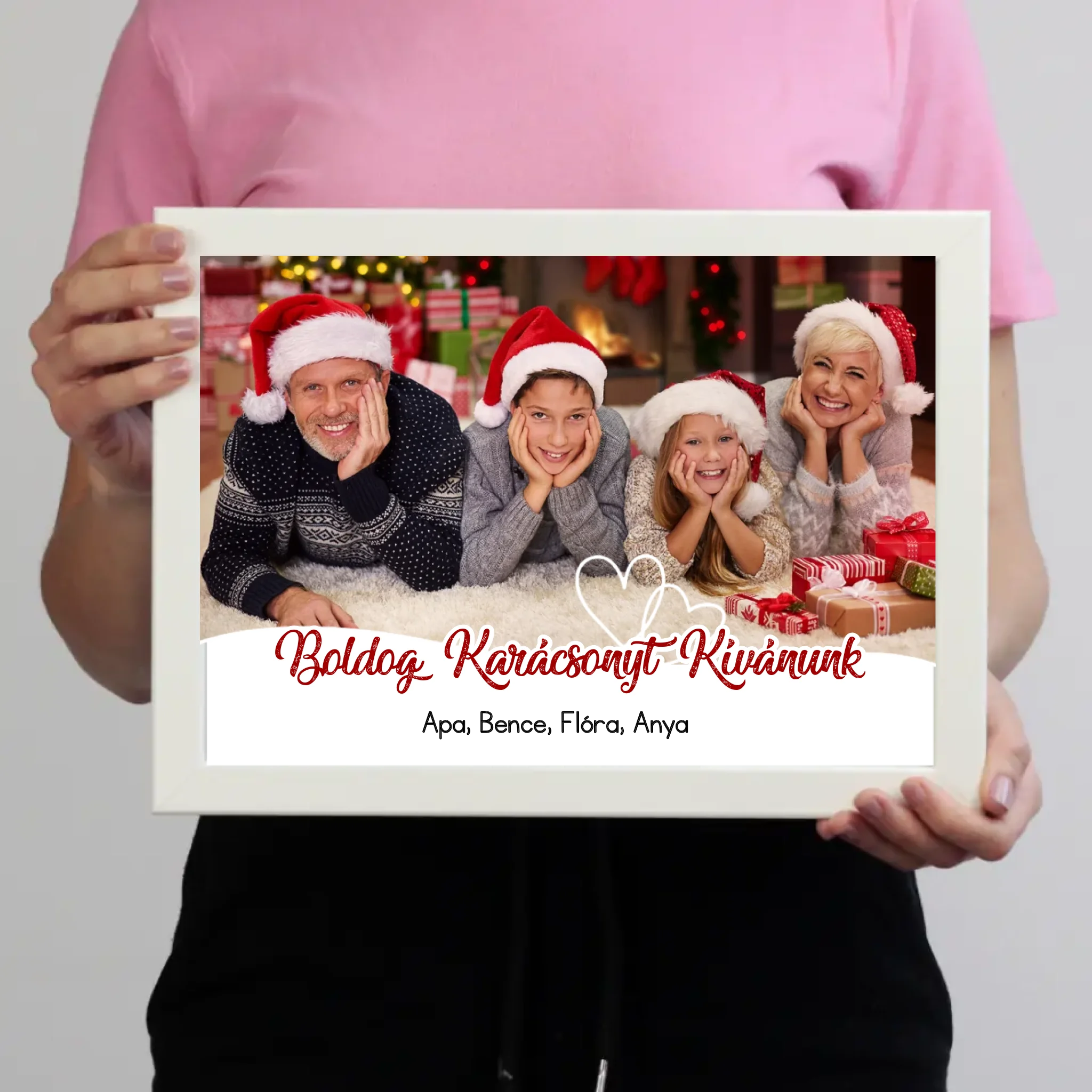 Fényképes karácsonyi ajándék falikép választható kerettel, saját fotóval és névvel
