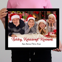 Fényképes karácsonyi ajándék falikép választható kerettel, saját fotóval és névvel