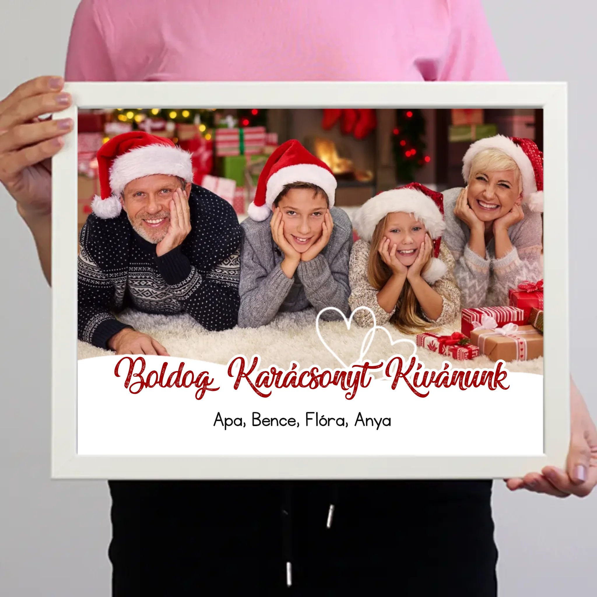 Fényképes karácsonyi ajándék falikép választható kerettel, saját fotóval és névvel