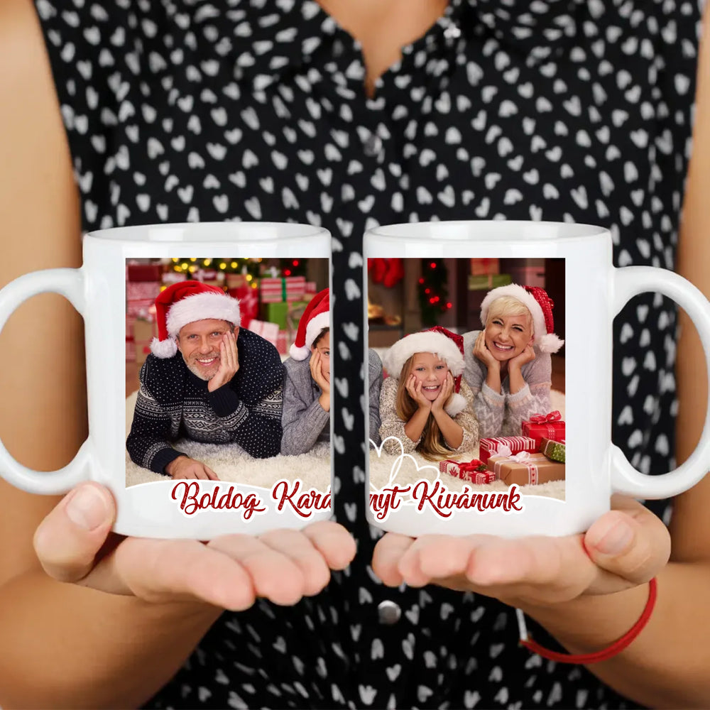 Fényképes karácsonyi ajándék bögre saját fotóval és névvel