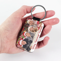 Fényképes karácsonyi ajándék bőr kulcstartó saját fotóval és névvel