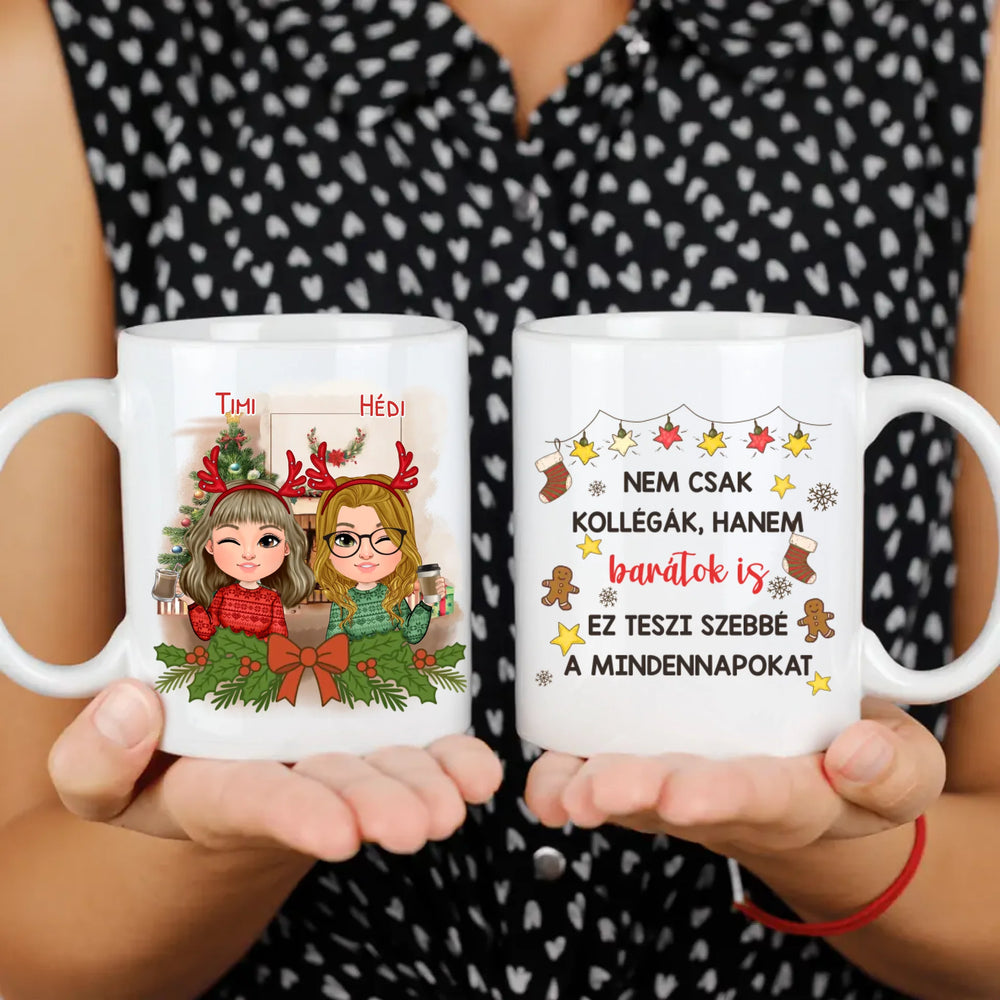 Egyedi karácsonyi bögre munkatársaknak - akár 4 lánnyal