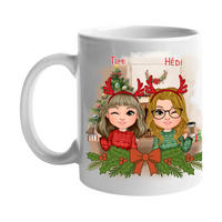 Egyedi karácsonyi bögre munkatársaknak - akár 4 lánnyal