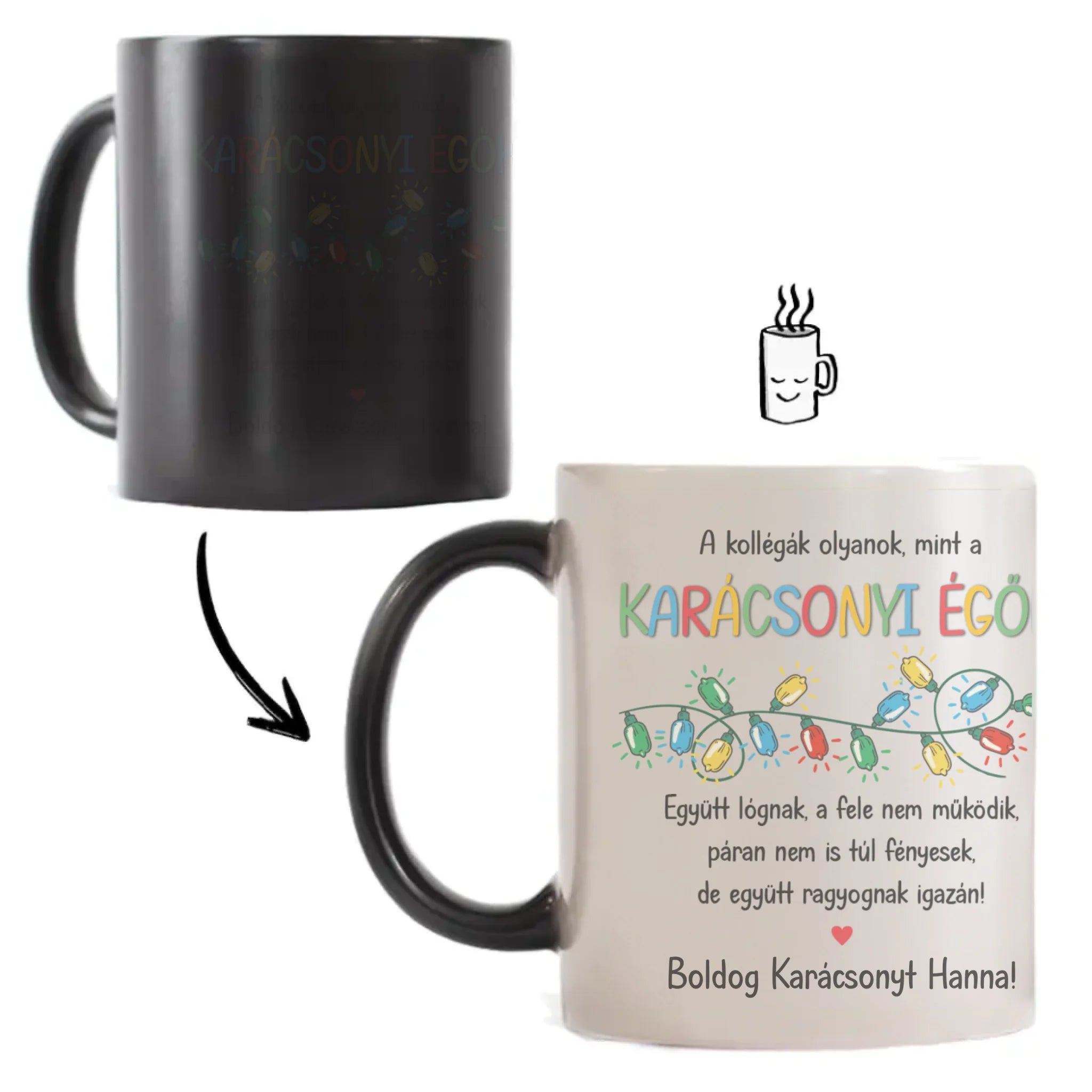 A Kollégák együtt ragyognak - egyedi neves karácsonyi ajándék bögre