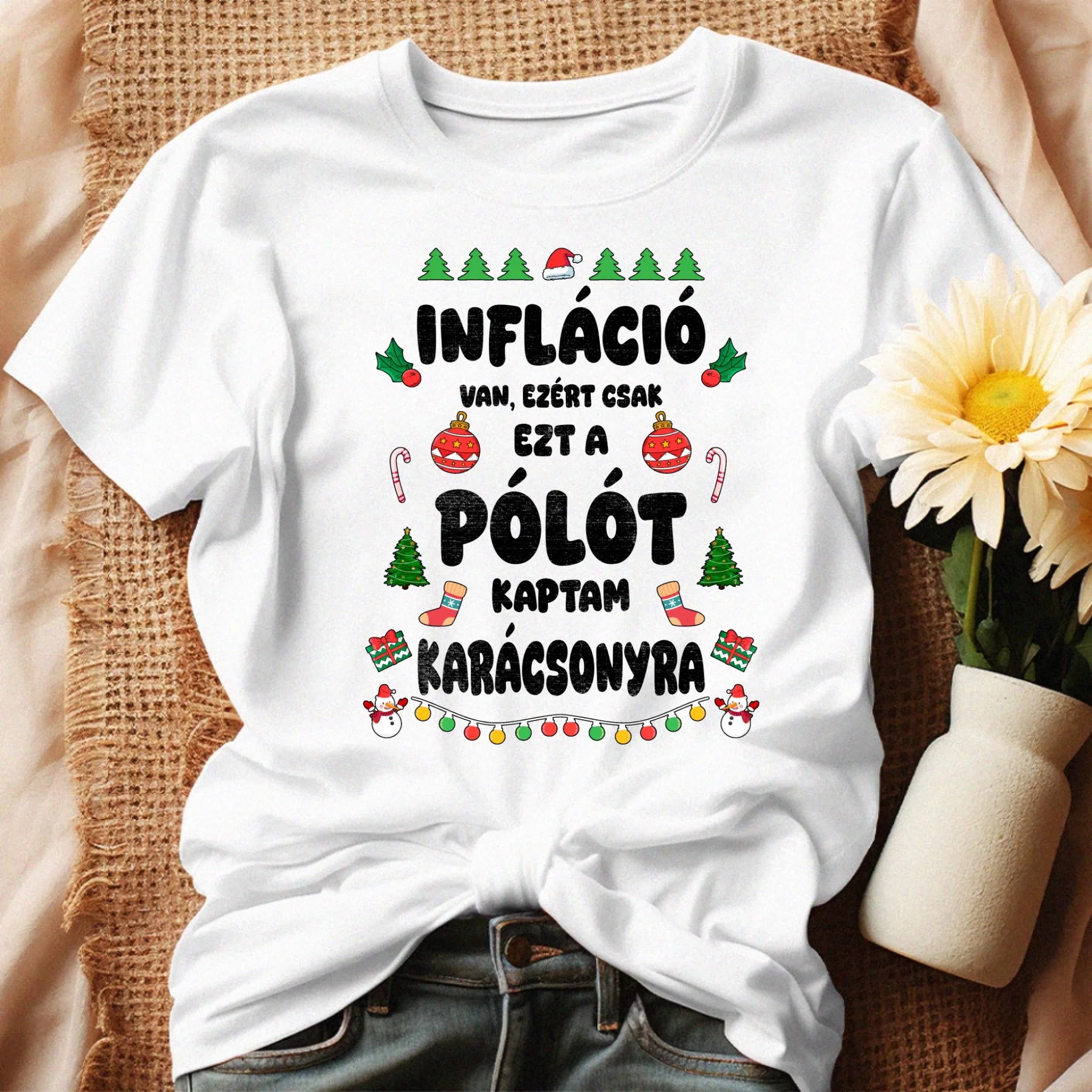 Inflációs karácsonyi női póló vicces felirattal