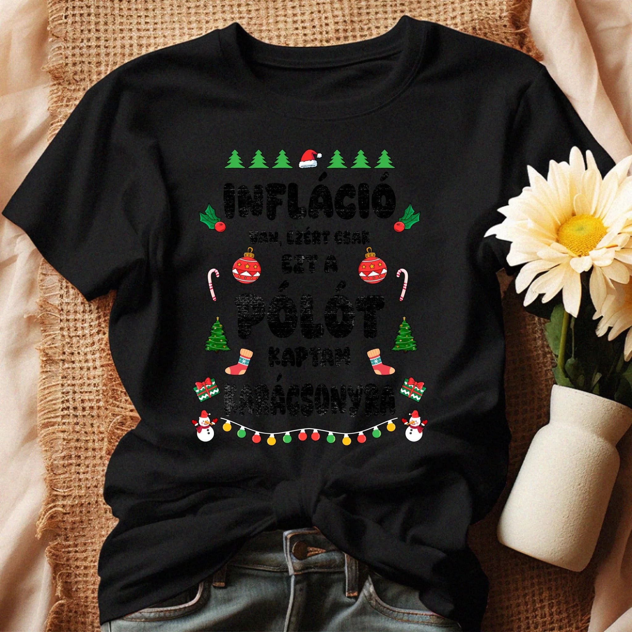 Inflációs karácsonyi női póló vicces felirattal