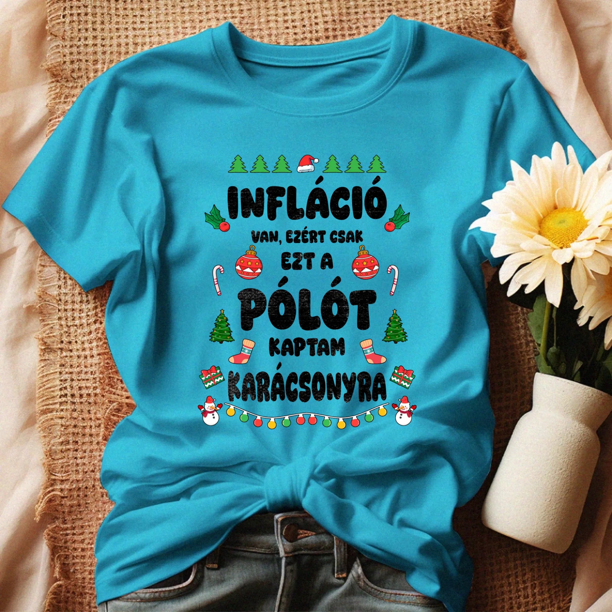 Inflációs karácsonyi női póló vicces felirattal