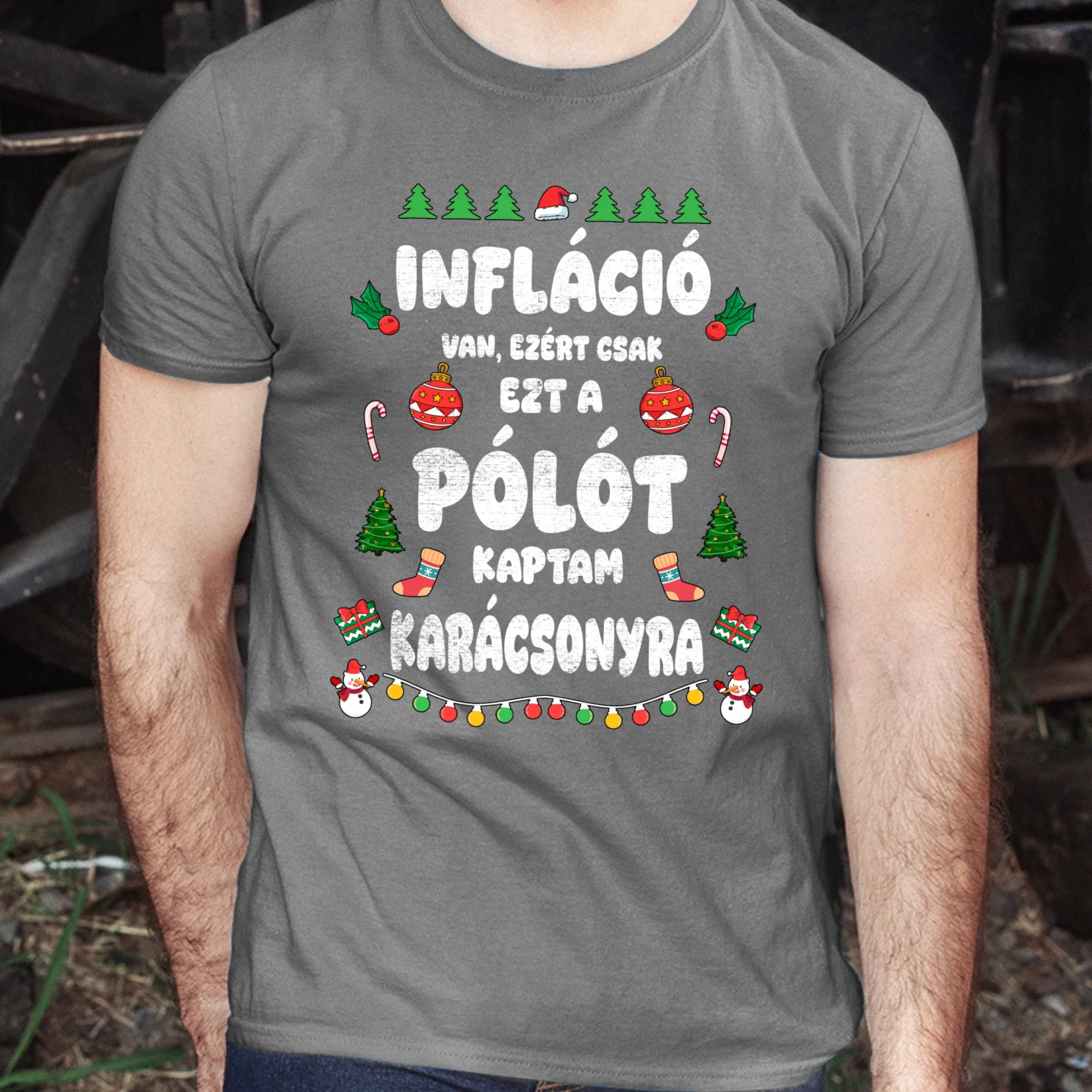 Inflációs karácsonyi férfi póló vicces felirattal