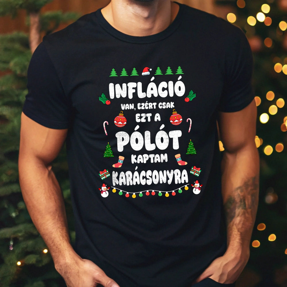 Inflációs karácsonyi férfi póló vicces felirattal