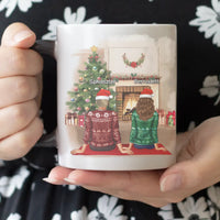 Karácsonyi ajándék bögre munkatársaknak szerkeszthető karakterekkel - akár 5 lánnyal vagy fiúval