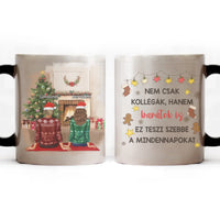 Karácsonyi ajándék bögre munkatársaknak szerkeszthető karakterekkel - akár 5 lánnyal vagy fiúval