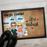 Szerkeszthető karakteres családos lábtörlő kutyákkal 