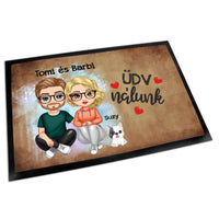 Szerkeszthető páros karakteres lábtörlő kutyákkal