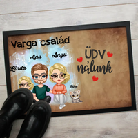 Szerkeszthető család karakteres lábtörlő cicával