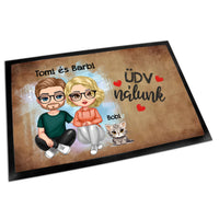 Szerkeszthető páros karakteres lábtörlő cicákkal