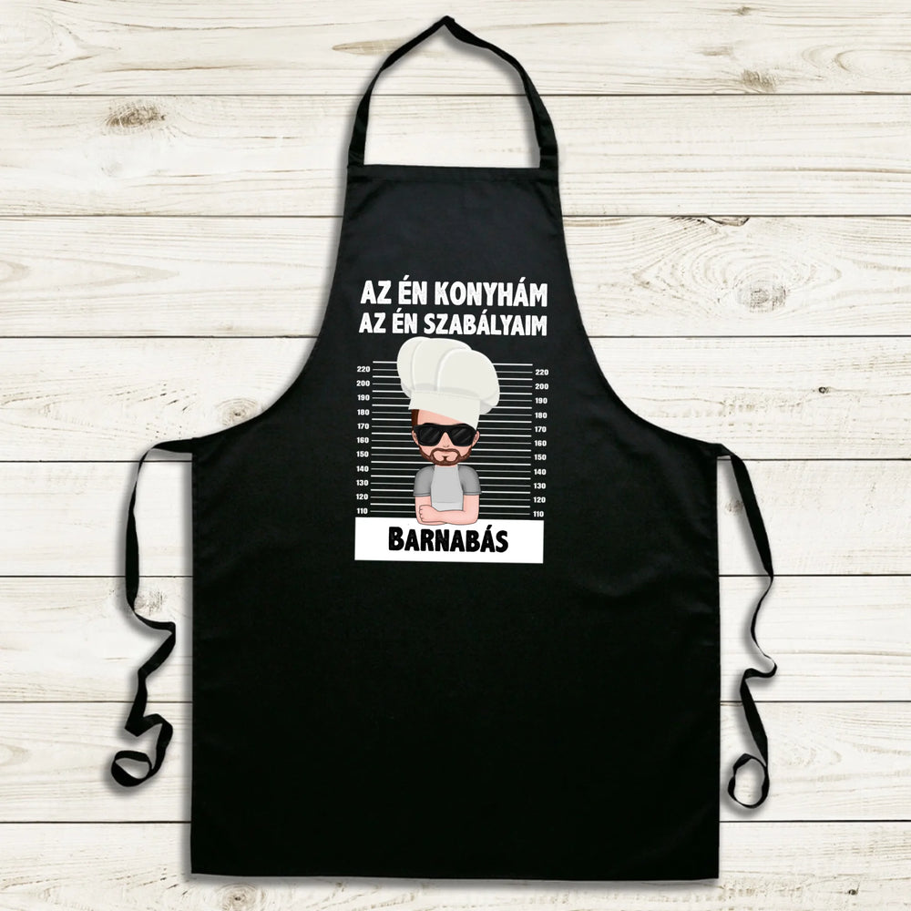 Az én konyhám az én szabályaim fekete férfi kötény