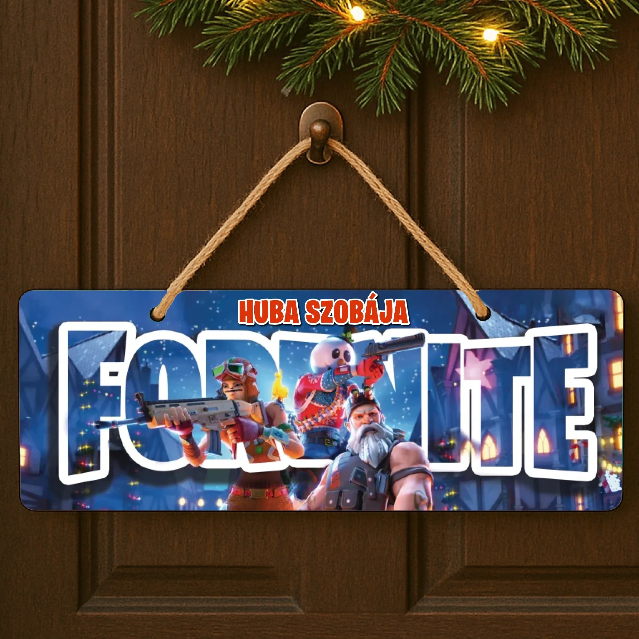 Fortnite figurás karácsonyi dísztábla - ajándék gyerekeknek