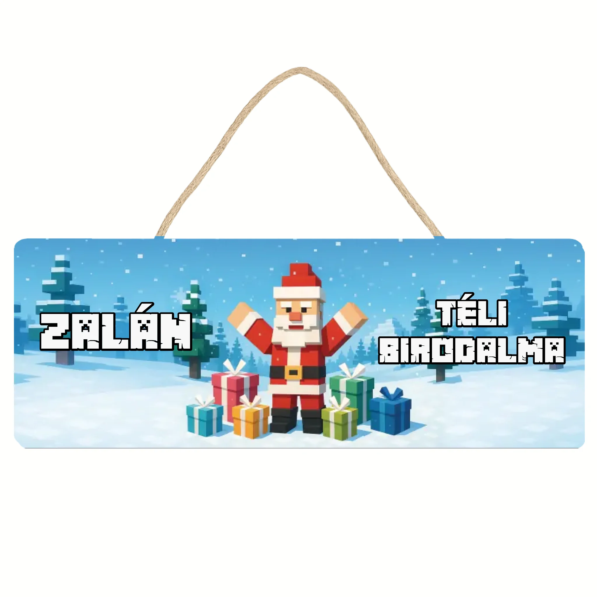 Minecraft stílusú karácsonyi dísztábla gyerekeknek