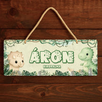 Egyedi névre szóló dínós dísztábla - ajándék gyerekeknek