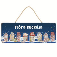 Karácsonyi falu dísztábla - egyedi névvel