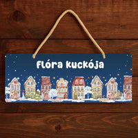 Karácsonyi falu dísztábla - egyedi névvel