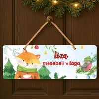 Karácsonyi rókás dísztábla - egyedi névvel gyerekeknek