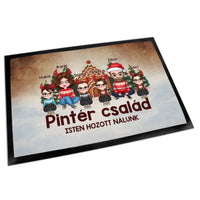 Egyedi karakteres családi karácsonyi lábtörlő akár 4 gyerekkel