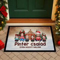 Egyedi karakteres családi karácsonyi lábtörlő akár 4 gyerekkel