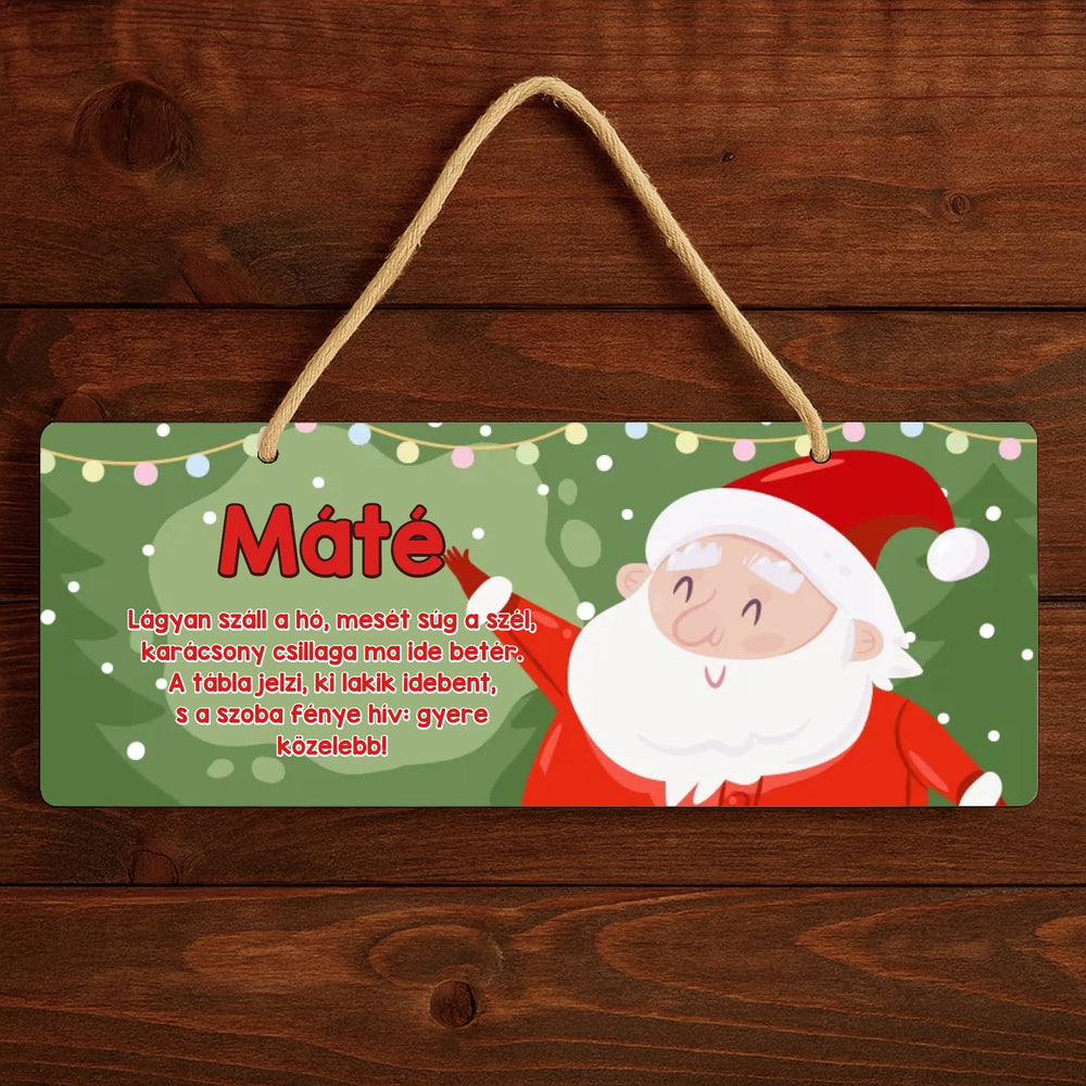 Egyedi neves karácsonyi dísztábla gyerekeknek választható mintával