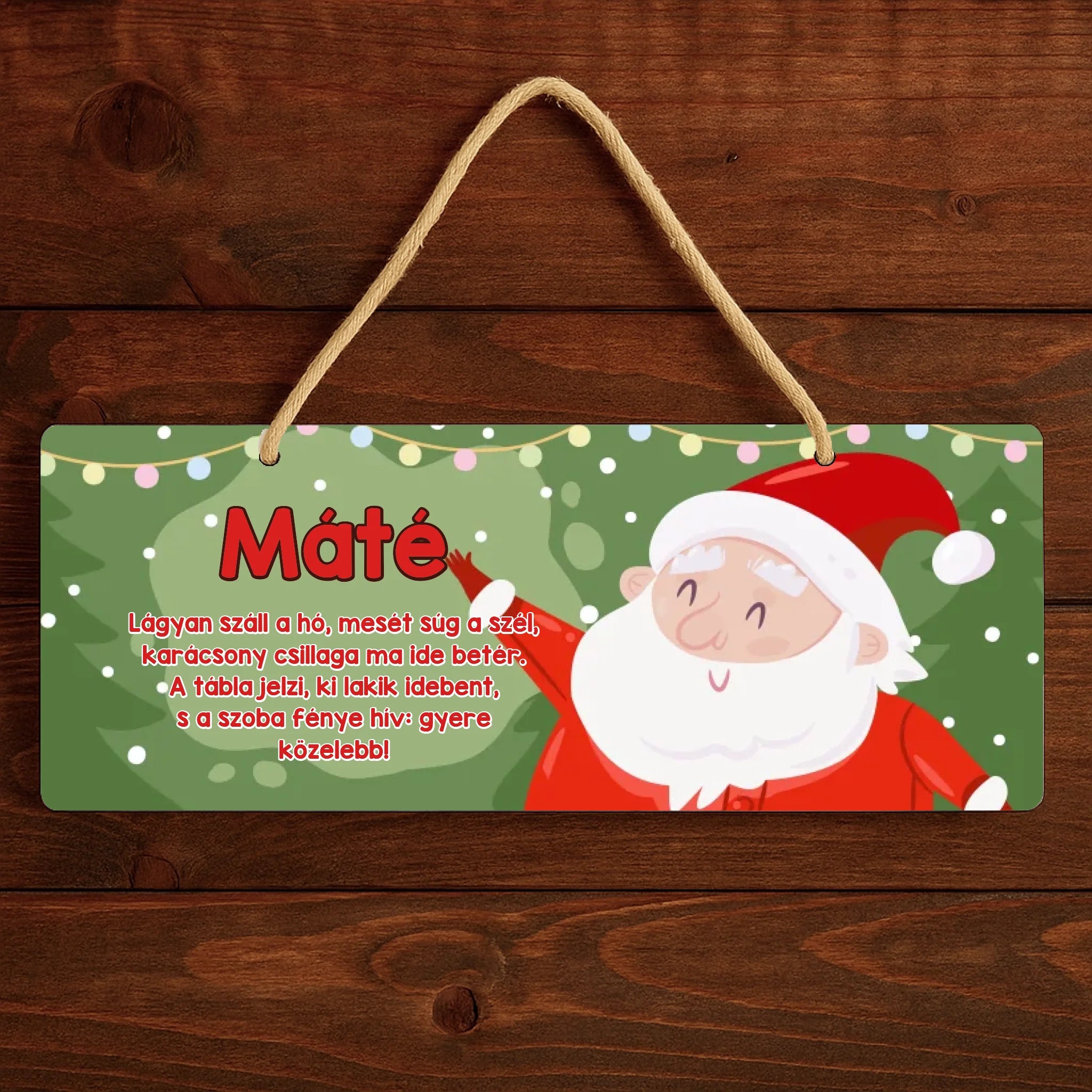 Egyedi neves karácsonyi dísztábla gyerekeknek választható mintával