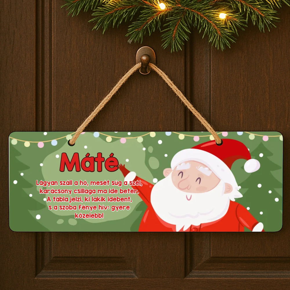 Egyedi neves karácsonyi dísztábla gyerekeknek választható mintával