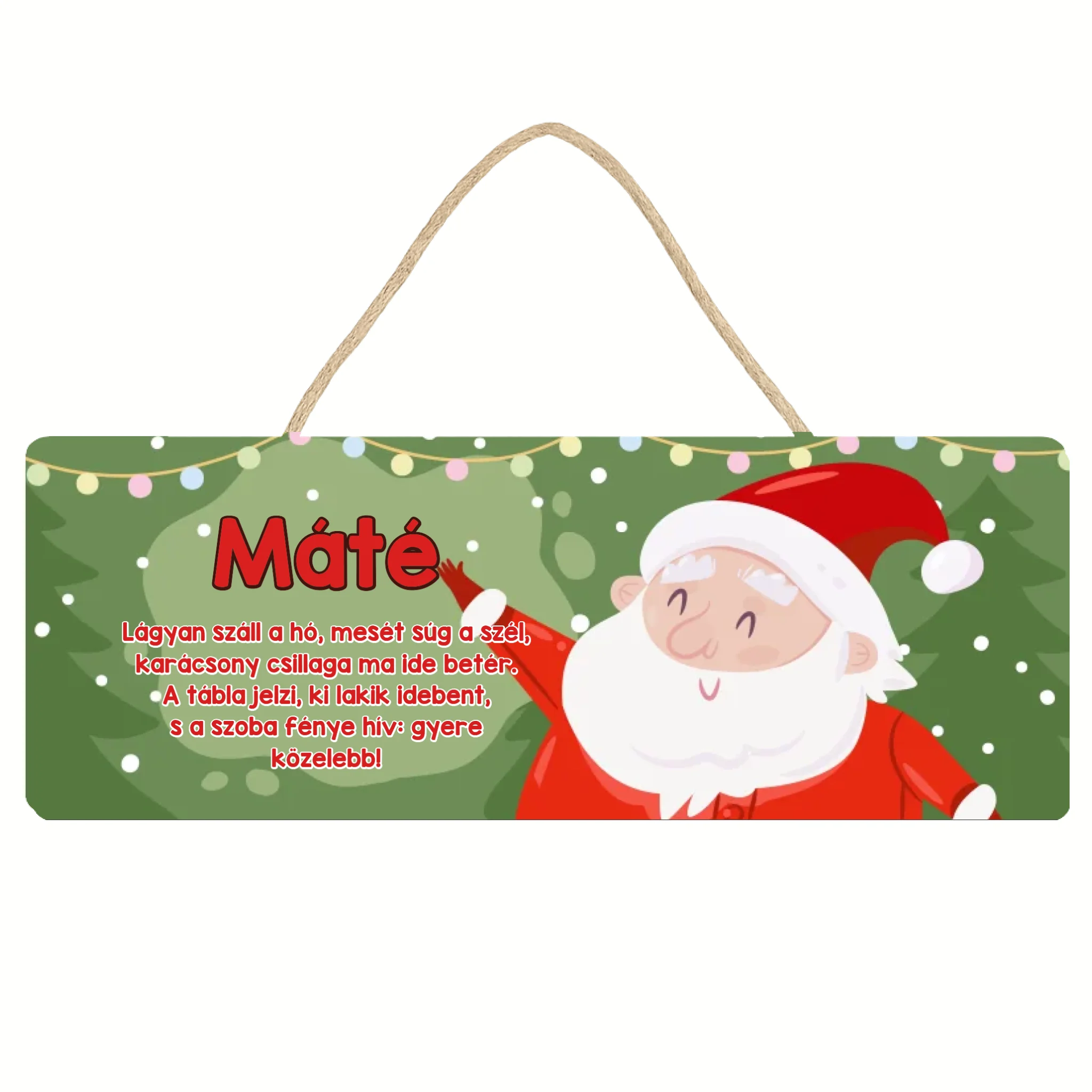 Egyedi neves karácsonyi dísztábla gyerekeknek választható mintával