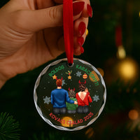 	 Családi ajándék boldog karácsonyt egyedi üvegdísz