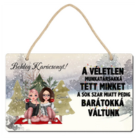 Szerkeszthető karakteres karácsonyi dísztábla munkatársaknak idézettel