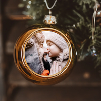 Egyedi képes karácsonyi gömbdísz arany