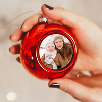 Egyedi képes karácsonyi gömbdísz piros