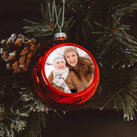 Egyedi képes karácsonyi gömbdísz piros