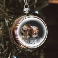 Legeslegjobb nagypapa fotós ezüst gömbdísz