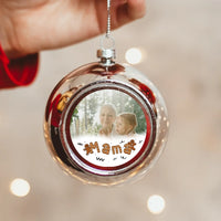 Mézeskalácsos karácsonyi ezüst gömbdísz egyedi képpel a Mamának