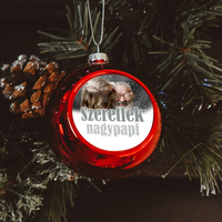 Szeretlek nagypapi piros gömbdísz a ti képetekkel