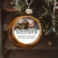 Szeretlek nagypapi arany gömbdísz a ti képetekkel