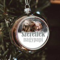 Szeretlek nagypapi ezüst gömbdísz a ti képetekkel