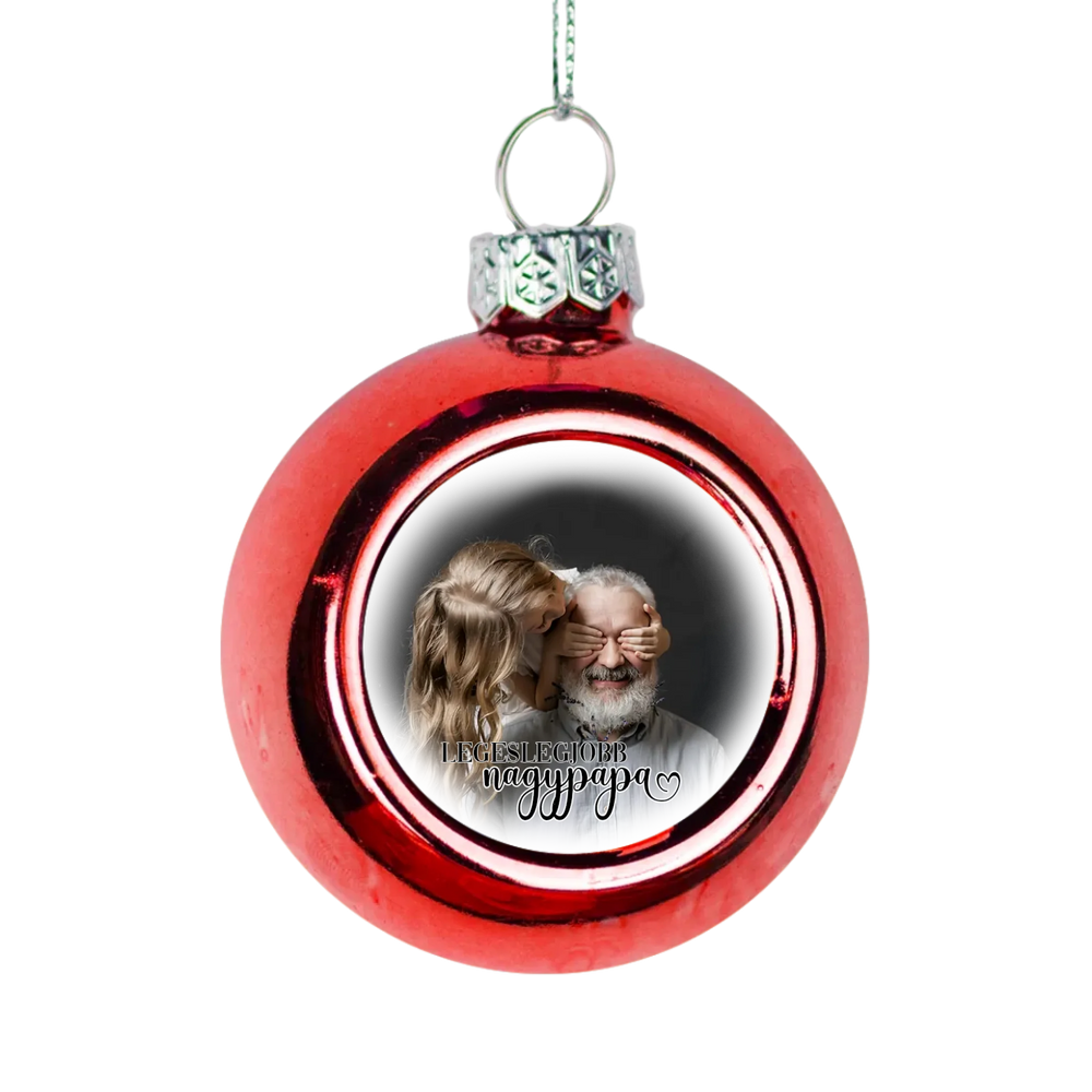 Legeslegjobb nagypapa fotós piros gömbdísz