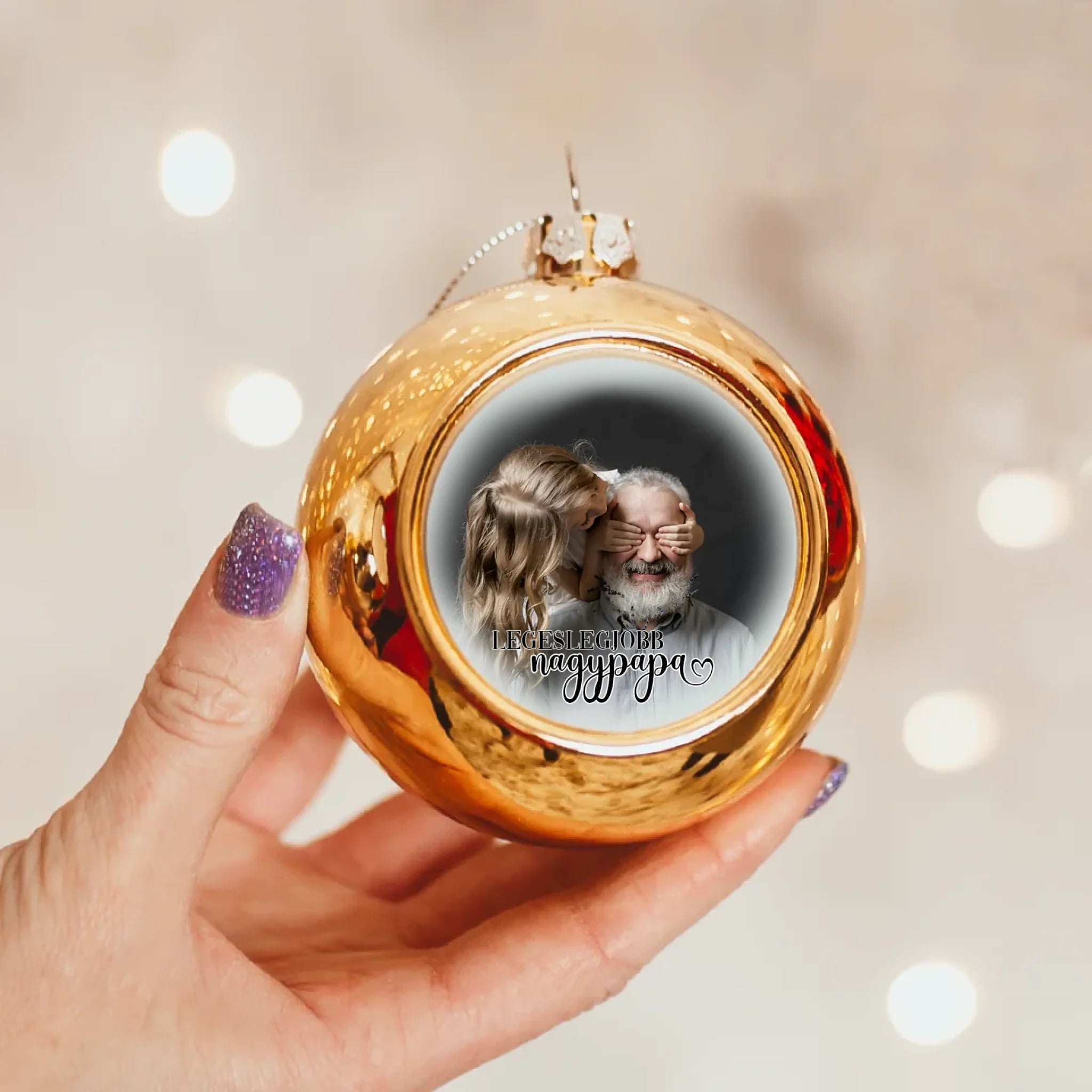 Legeslegjobb nagypapa fotós arany gömbdísz