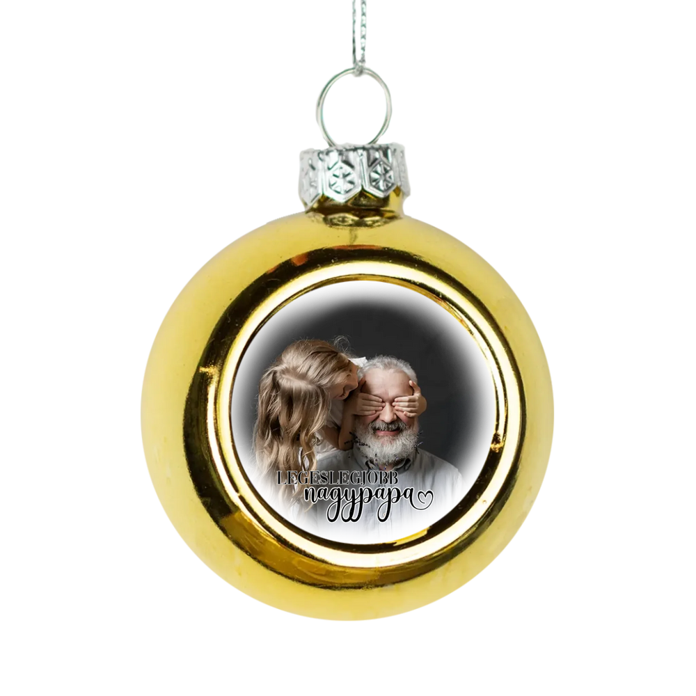 Legeslegjobb nagypapa fotós arany gömbdísz