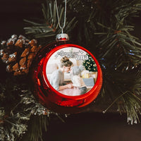 Szuper anya egyedi képes piros gömbdísz