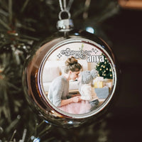 Szuper anya egyedi képes ezüst gömbdísz