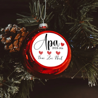 Letisztult apás piros gömbdísz a gyerekek neveivel